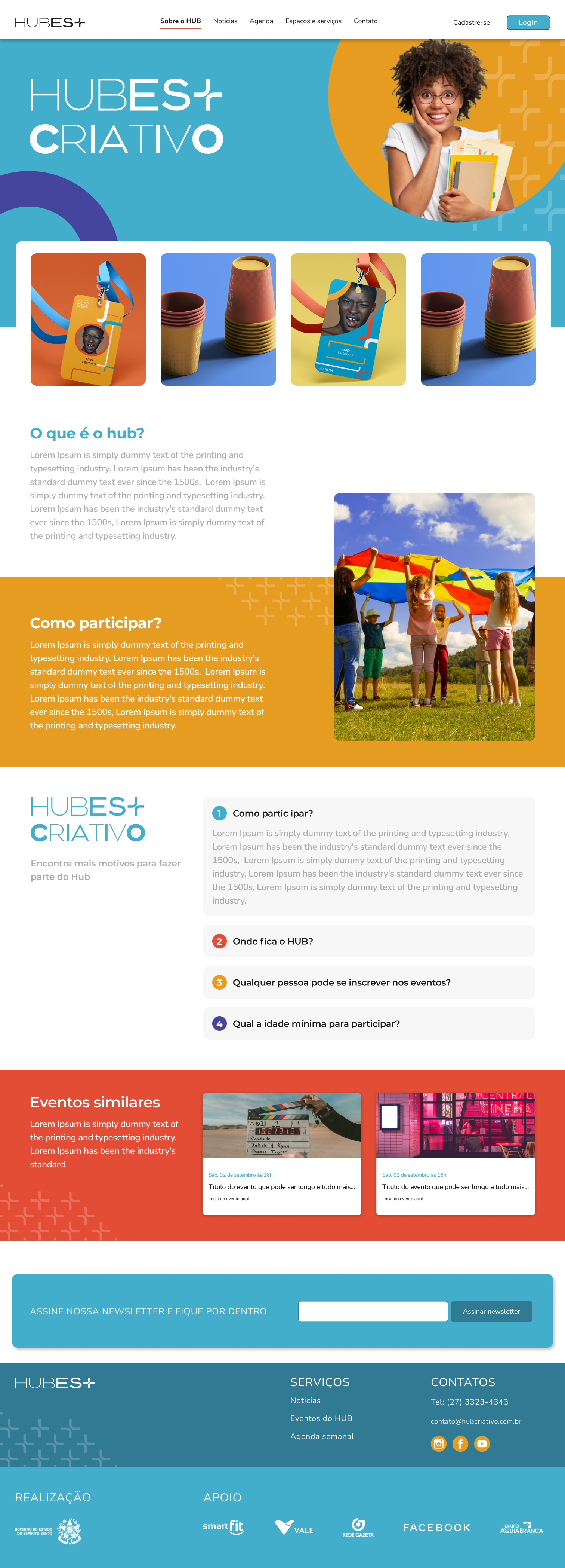 Fullsize home page deisgn do Hub Criativo